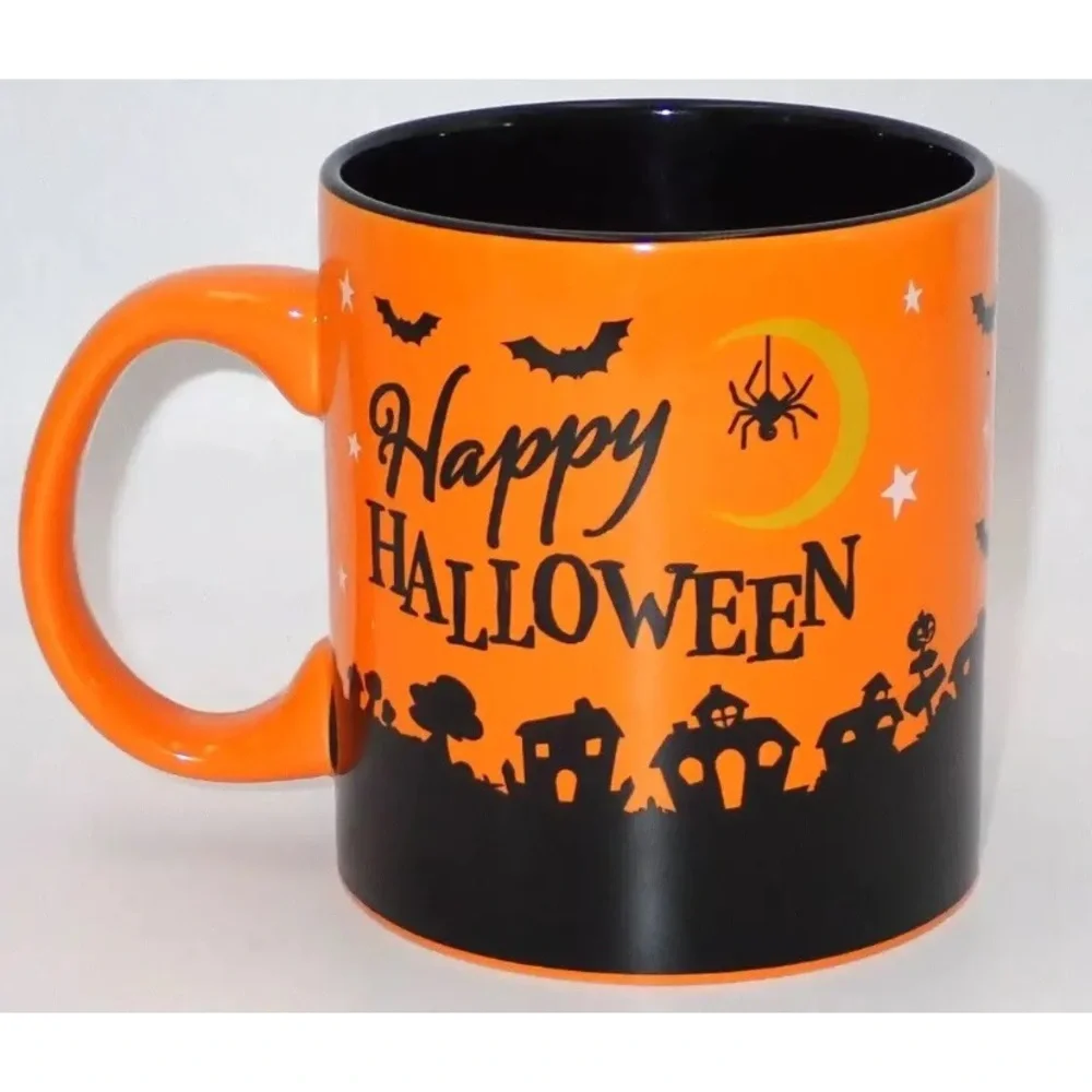 Disney Happy Halloween Mickey Minnie Mouse Mug 20oz Orange Vampire Witch